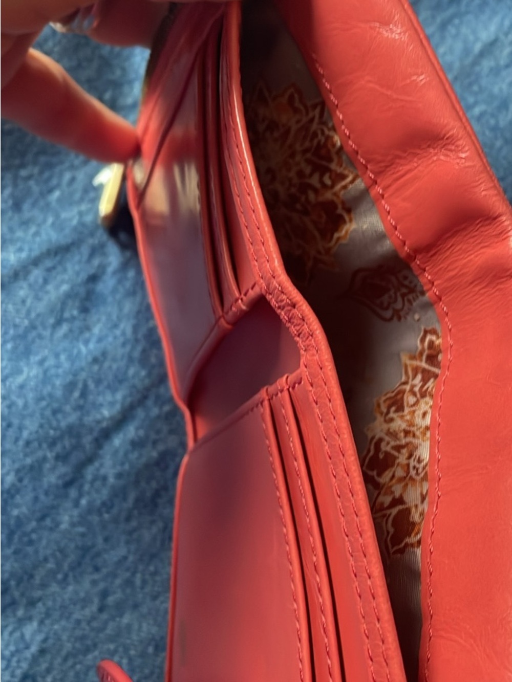 HOBO Coral Red Leather Snap & Zip Wallet - Picture 6 of 7